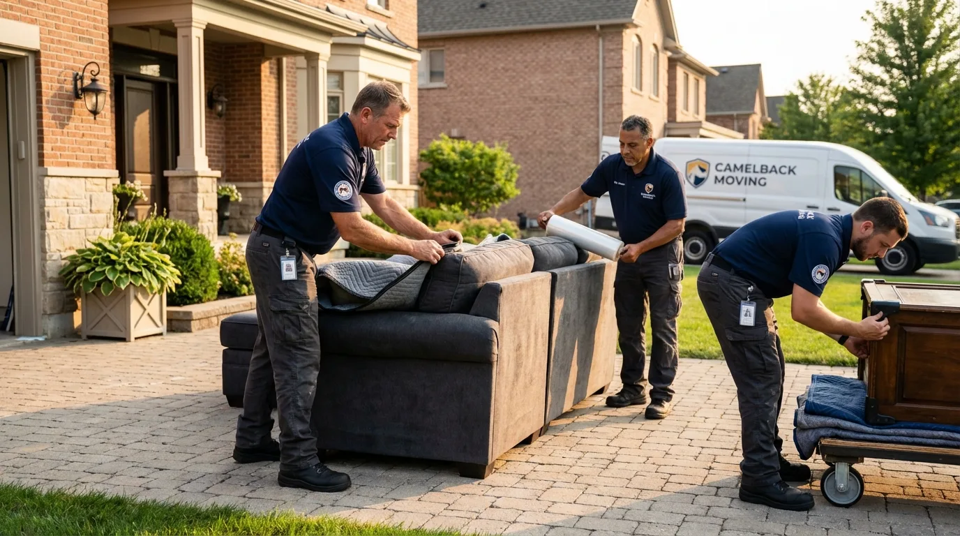 Large estate moving crew wrapping furniture in Fowler, IN